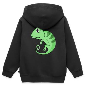 Caméléon - Sweat Premium à capuche zippé enfant bio - noir - Dos - AI Model Kid Male (0cm)