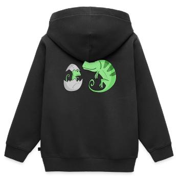 Caméléon avec bébé caméléon - Sweat Premium à capuche zippé enfant bio - noir - Dos - AI Model Kid Male (0cm)
