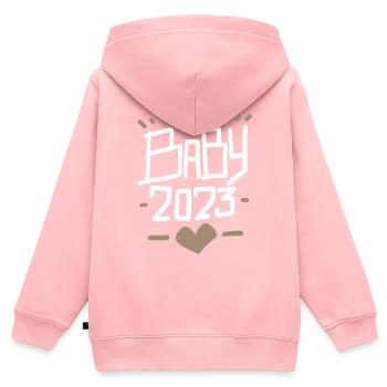 Schwangerschaft Schwanger Baby 2023 - Kinder Premium Organic Zip Hoodie - Rosa - Hinten - AI Model Kid Female (0cm)