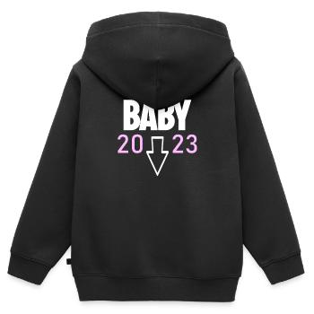 Bébé Fille 2023 Fille - Sweat Premium à capuche zippé enfant bio - noir - Dos - AI Model Kid Male (0cm)