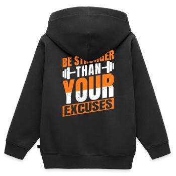Soyez plus fort que vos excuses - Entraînement - Sweat Premium à capuche zippé enfant bio - noir - Dos - AI Model Kid Male (0cm)