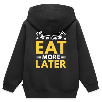 Fun Fitness Dicton Entraînement Échauffement Sport - Sweat Premium à capuche zippé enfant bio - noir - Dos - AI Model Kid Male (0cm)