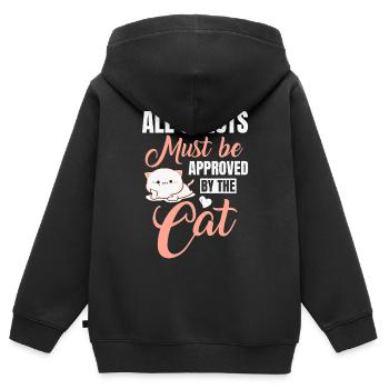 Alle Gäste Müssen Von Der Katze Genehmigt Werden - Kinder Premium Organic Zip Hoodie - Schwarz - Hinten - AI Model Kid Male (0cm)