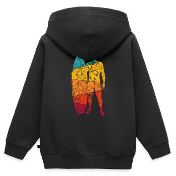 Retro Surfdesign - Surfer - Kinder Premium Organic Zip Hoodie - Schwarz - Hinten - AI Model Kid Male (0cm)