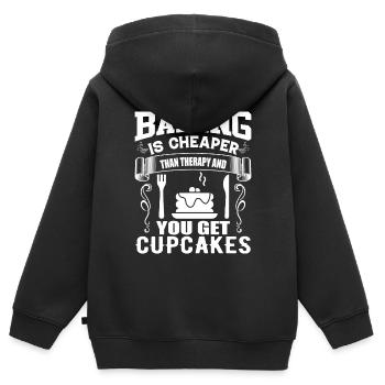 Backen Ist Billiger Als Die Therapie Und Cupcakes - Kinder Premium Organic Zip Hoodie - Schwarz - Hinten - AI Model Kid Male (0cm)