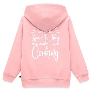 Me donne la cuillère que le roi veut cuisiner - Sweat Premium à capuche zippé enfant bio - rose - Dos - AI Model Kid Female (0cm)