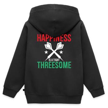 Glück Ist Ein Enger Dreier - Dart - Kinder Premium Organic Zip Hoodie - Schwarz - Hinten - AI Model Kid Male (0cm)