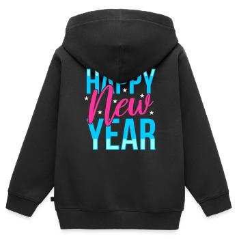 Bonne année !! - Sweat Premium à capuche zippé enfant bio - noir - Dos - AI Model Kid Male (0cm)