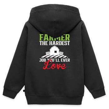 Bauer Der Härteste Job Den Sie Lieben Werden Bauer - Kinder Premium Organic Zip Hoodie - Schwarz - Hinten - AI Model Kid Male (0cm)