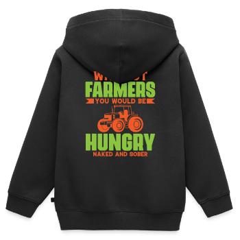 Ohne Bauern Wären Sie Nackt Und Hungrig - Kinder Premium Organic Zip Hoodie - Schwarz - Hinten - AI Model Kid Male (0cm)