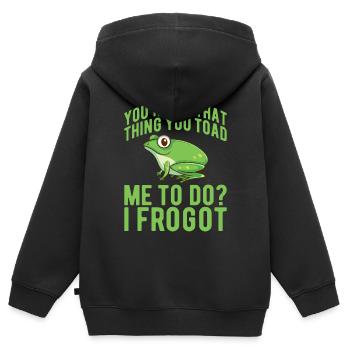 Frog Frog Funny Frog Saying - Kids Premium Organic Zip-up Hoodie - black - Back - AI Model Kid Male (0cm)