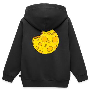 Käse - Kinder Premium Organic Zip Hoodie - Schwarz - Hinten - AI Model Kid Male (0cm)
