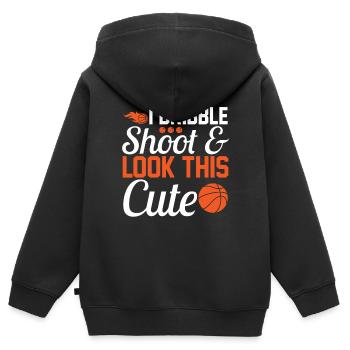 Ich Dribbele Schieße Und Sehe So Süß Aus - Kinder Premium Organic Zip Hoodie - Schwarz - Hinten - AI Model Kid Male (0cm)