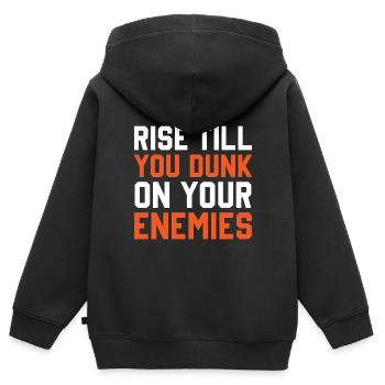 Steigen Sie Auf Bis Sie Auf Ihre Feinde Eintauchen - Kinder Premium Organic Zip Hoodie - Schwarz - Hinten - AI Model Kid Male (0cm)