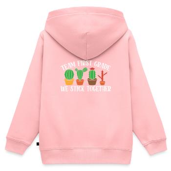 Team First Grade Wir Halten Zusammen - Schulkaktus - Kinder Premium Organic Zip Hoodie - Rosa - Hinten - AI Model Kid Female (0cm)