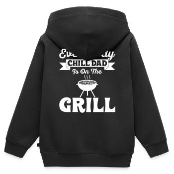 Chaque papa chill est sur le gril - Père - Sweat Premium à capuche zippé enfant bio - noir - Dos - AI Model Kid Male (0cm)