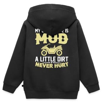 Meine Blutgruppe Ist Dreck Ein Bisschen Dreck Quad - Kinder Premium Organic Zip Hoodie - Schwarz - Hinten - AI Model Kid Male (0cm)