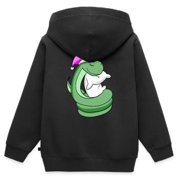 Schlange mit Kissen und Schlafmütze - Kinder Premium Organic Zip Hoodie - Schwarz - Hinten - AI Model Kid Male (0cm)