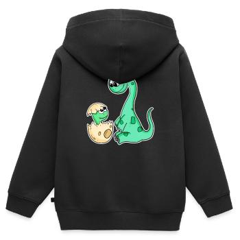 Dinosaurs with Baby Dinosaurs - Kids Premium Organic Zip-up Hoodie - black - Back - AI Model Kid Male (0cm)