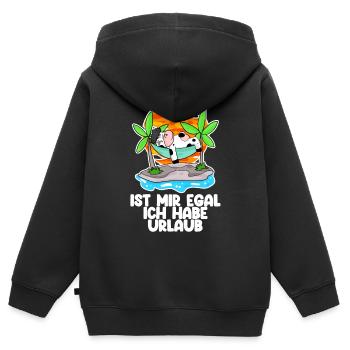 Urlaub - Kinder Premium Organic Zip Hoodie - Schwarz - Hinten - AI Model Kid Male (0cm)