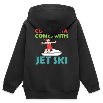 Cool Santa Claus vient avec jet ski - Noël - Sweat Premium à capuche zippé enfant bio - noir - Dos - AI Model Kid Male (0cm)