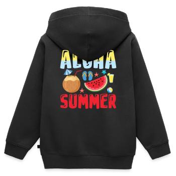 Aloha Sommer - Sommerferien - Kinder Premium Organic Zip Hoodie - Schwarz - Hinten - AI Model Kid Male (0cm)