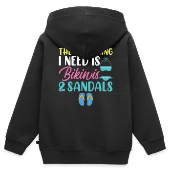 Das Einzige Was Ich Brauche, Bikini Und Sandalen - Kinder Premium Organic Zip Hoodie - Schwarz - Hinten - AI Model Kid Male (0cm)