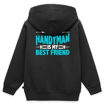 Mein Handwerker Ist Mein Bester Freund Handwerker - Kinder Premium Organic Zip Hoodie - Schwarz - Hinten - AI Model Kid Male (0cm)