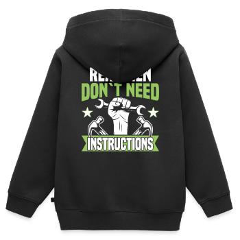 Echte Männer Brauchen Keine Anleitung - Heimwerker - Kinder Premium Organic Zip Hoodie - Schwarz - Hinten - AI Model Kid Male (0cm)