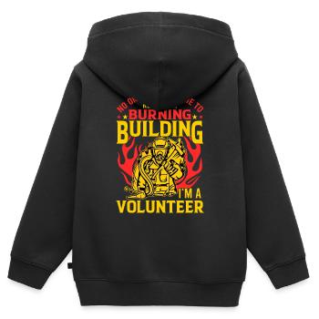 Keiner Kann Mich Zwingen In Ein Brennendes Gebäude - Kinder Premium Organic Zip Hoodie - Schwarz - Hinten - AI Model Kid Male (0cm)