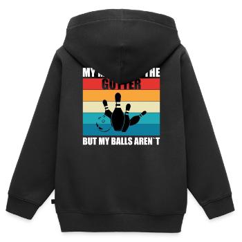 Mon est dans le caniveau - drôle de bowler - Sweat Premium à capuche zippé enfant bio - noir - Dos - AI Model Kid Male (0cm)