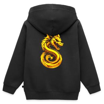 Asien Japan China Drache - Kinder Premium Organic Zip Hoodie - Schwarz - Hinten - AI Model Kid Male (0cm)