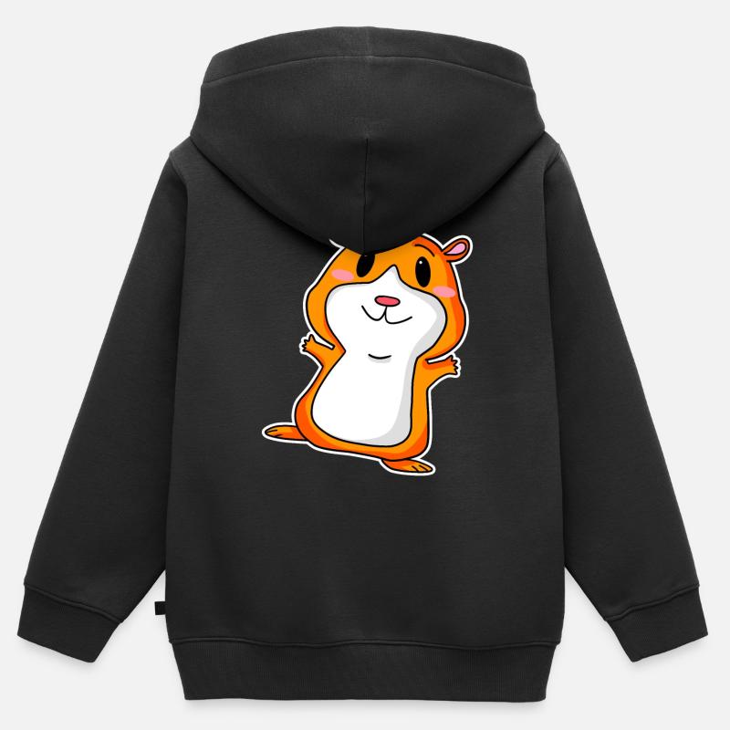 Cochon d’Inde mignon - Sweat Premium à capuche zippé enfant bio - noir