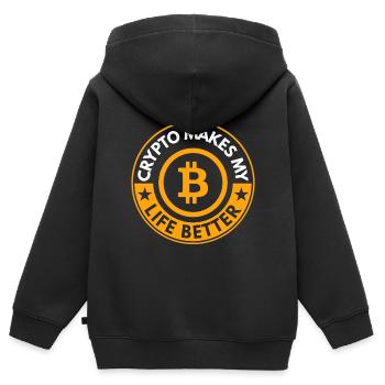 Krypto Macht Mein Leben Besser - Kinder Premium Organic Zip Hoodie - Schwarz - Hinten - AI Model Kid Male (0cm)