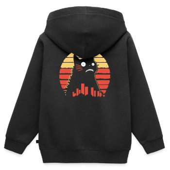 riesige Monster Katze - Kinder Premium Organic Zip Hoodie - Schwarz - Hinten - AI Model Kid Male (0cm)