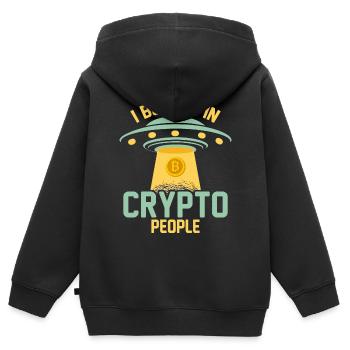 Je crois aux gens de la cryptographie - Sweat Premium à capuche zippé enfant bio - noir - Dos - AI Model Kid Male (0cm)