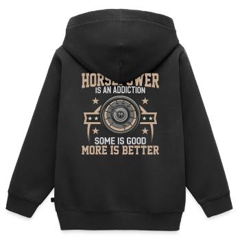 Pferdestärken Sind Eine Sucht - Auto - Kinder Premium Organic Zip Hoodie - Schwarz - Hinten - AI Model Kid Male (0cm)