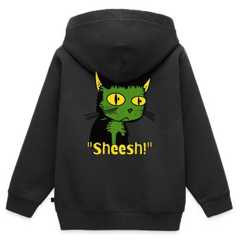 Mon Dieu, l’ennui, le chat de dessin animé vintage - Sweat Premium à capuche zippé enfant bio - noir - Dos - AI Model Kid Male (0cm)