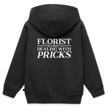 Florist Ich Bin Es Gewohnt Mit Stichen Umzugehen - Kinder Premium Organic Zip Hoodie - Schwarz - Hinten - AI Model Kid Male (0cm)