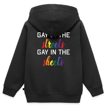 Schwul Auf Der Straße Schwul Im Bett - Kinder Premium Organic Zip Hoodie - Schwarz - Hinten - AI Model Kid Male (0cm)