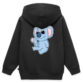 Koala Familie - Koala mit Baby - Koala Motiv - Kinder Premium Organic Zip Hoodie - Schwarz - Hinten - AI Model Kid Male (0cm)