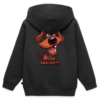 Wau Wow lustiger Cartoon Hund - Kinder Premium Organic Zip Hoodie - Schwarz - Hinten - AI Model Kid Male (0cm)