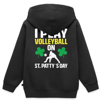 Je joue au volleyball le jour de la Saint-Patty - Sweat Premium à capuche zippé enfant bio - noir - Dos - AI Model Kid Male (0cm)