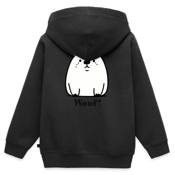 Wuff: Cartoon Hund - Kinder Premium Organic Zip Hoodie - Schwarz - Hinten - AI Model Kid Male (0cm)