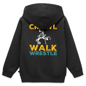 Kriechen Gehen Ringen - Wrestling - Kinder Premium Organic Zip Hoodie - Schwarz - Hinten - AI Model Kid Male (0cm)