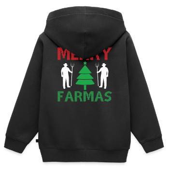 Joyeux Farmas - Sweat Premium à capuche zippé enfant bio - noir - Dos - AI Model Kid Male (0cm)