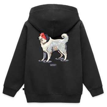 Wuff – Japanischer Hund - Kinder Premium Organic Zip Hoodie - Schwarz - Hinten - AI Model Kid Male (0cm)