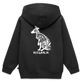 Tribal-Symbol – Australien Känguru - Kinder Premium Organic Zip Hoodie - Schwarz - Hinten - AI Model Kid Male (0cm)