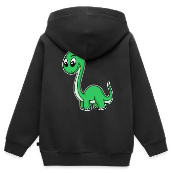 grüner Dino - Kinder Premium Organic Zip Hoodie - Schwarz - Hinten - AI Model Kid Male (0cm)