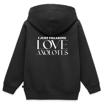 Ich Liebe Axolotls Einfach Wahnsinnig - Kinder Premium Organic Zip Hoodie - Schwarz - Hinten - AI Model Kid Male (0cm)